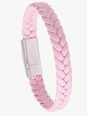 Pink Braided Bracelet with Silver Magnetic Clasp